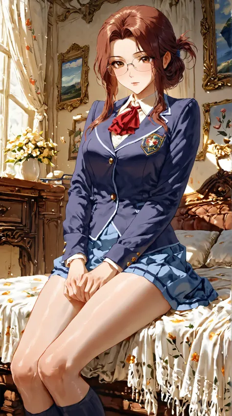 (( top quality)),(  ultra high resolution),(  very detailed),(  Detailed Explanation ),((  best CG  )),(  BEST ARTWORK  ), Ultra-precise art,  Amazing Painting Art,(Exquisite art:1.5),  high school girl,  Beautiful Well-Dressed Face ,  blazer uniform, Hair...