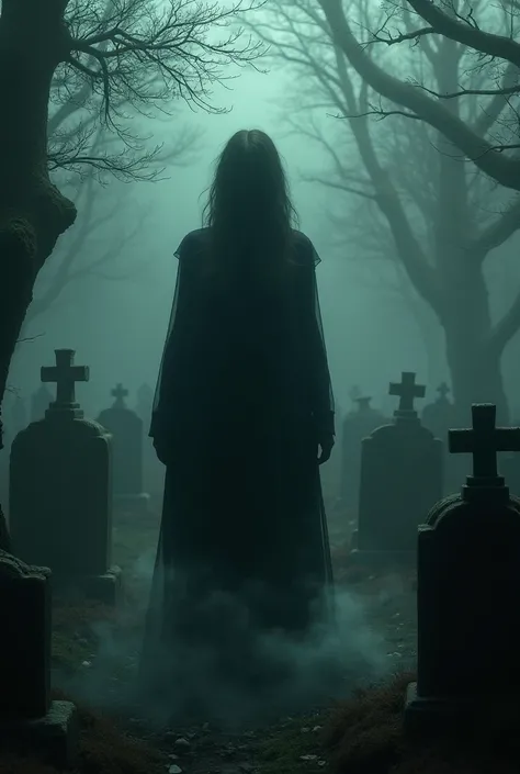 A woman in the cemetery is scary