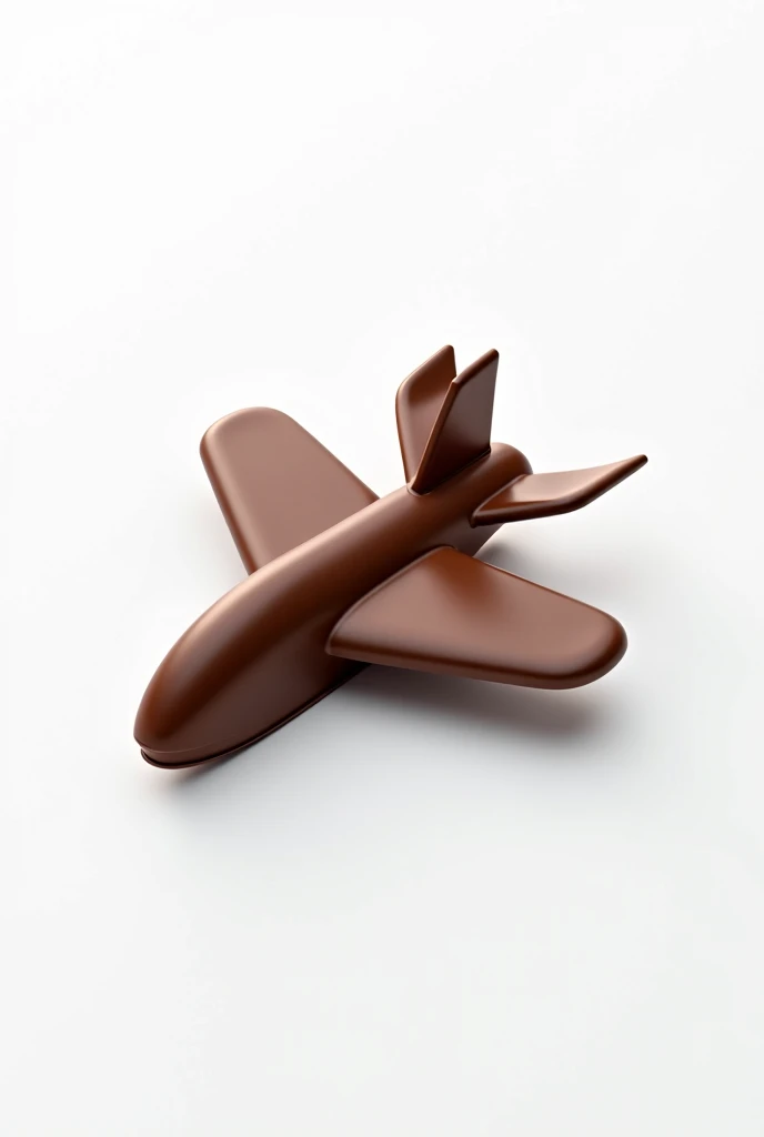 A plane made of chocolate、 view from directly above、Three-dimensional、delicate、 white background、 real 、 photos、 by Nomi、hyper detailed,high quality, Hi-Res、