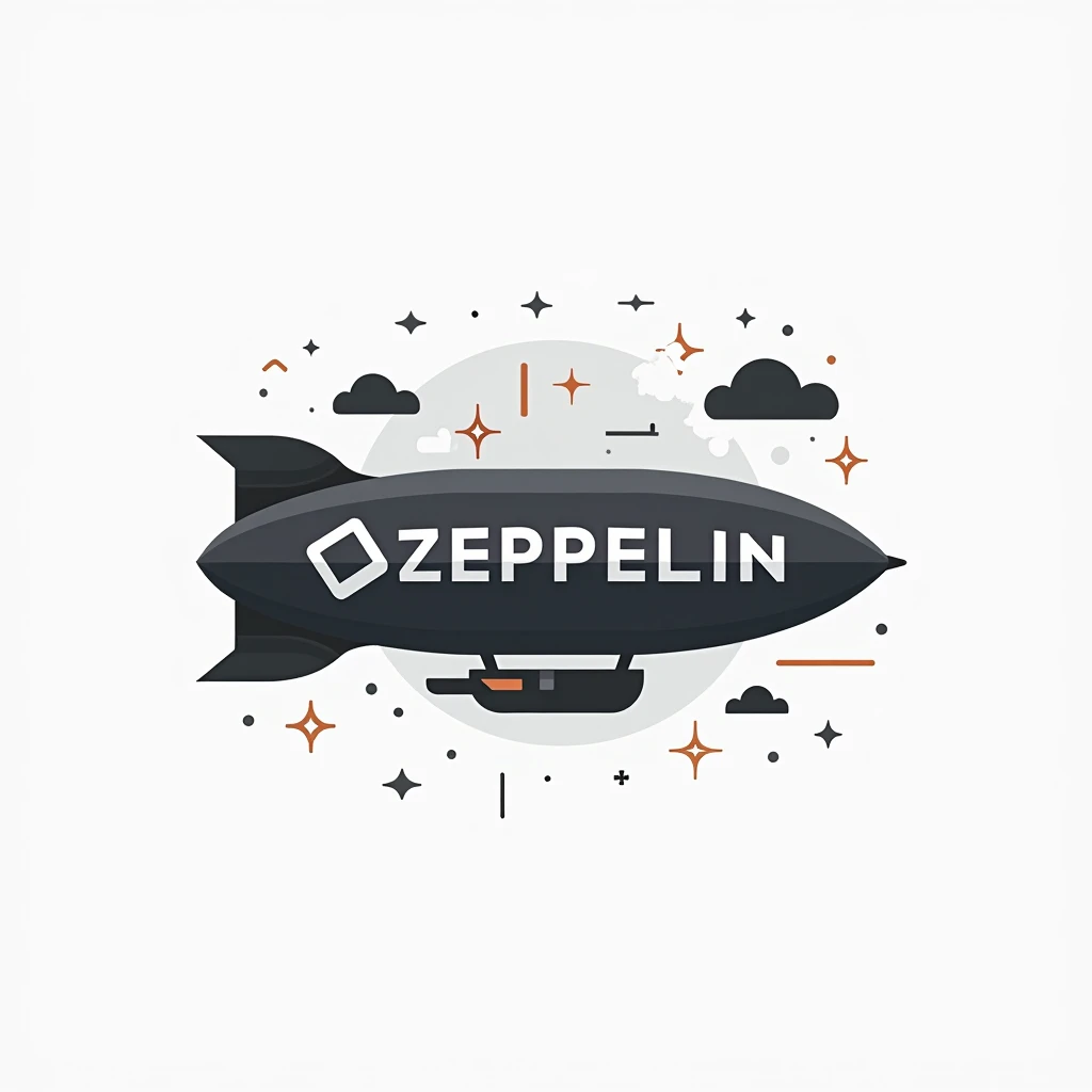 Company logo "Apache Zeppelin" with meaning Big Data space and some detailed