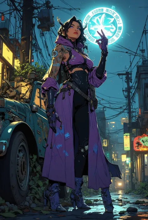 - Main Character, "Korean" Adult Woman, Beautiful, Tall, Long Legs, Purple Eyes, Black Purplish Hair.

- Wearing a costume ("Full Sexy Armor").
(Chest and Thigh Armor are half open).
Futuristic Costume Design, Butterfly Skin details are very clear.
Wearing...