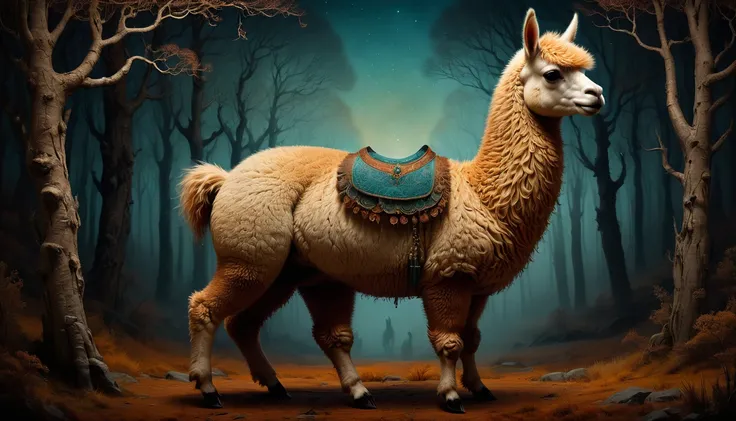 an Alpaca, by Andy Kehoe, best quality, masterpiece, very aesthetic, perfect composition, intricate details, ultra-detailed