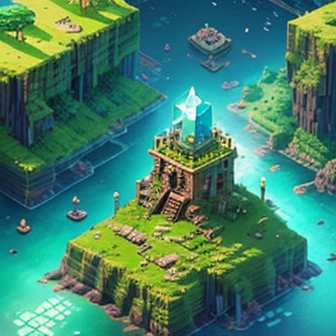  small island cartoon style illustration,  isometric island in the sky , ((RPG Maker)), RPG horror ,  jRPG screenshot , Dark Fear, tile map ,  isometric 2D game art ,  isometric game art ,  Equidistant View . ,  fantasy game art style ,  isometric pixel ar...