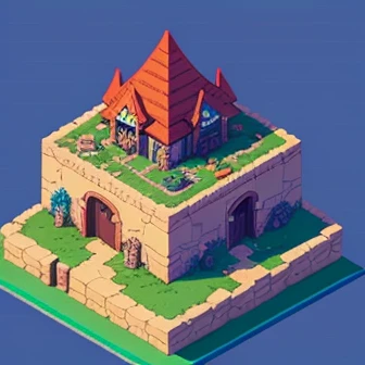  small island cartoon style illustration,  isometric island in the sky , ((RPG Maker)), RPG horror ,  jRPG screenshot , Dark Fear, tile map ,  isometric 2D game art ,  isometric game art ,  Equidistant View . ,  fantasy game art style ,  isometric pixel ar...