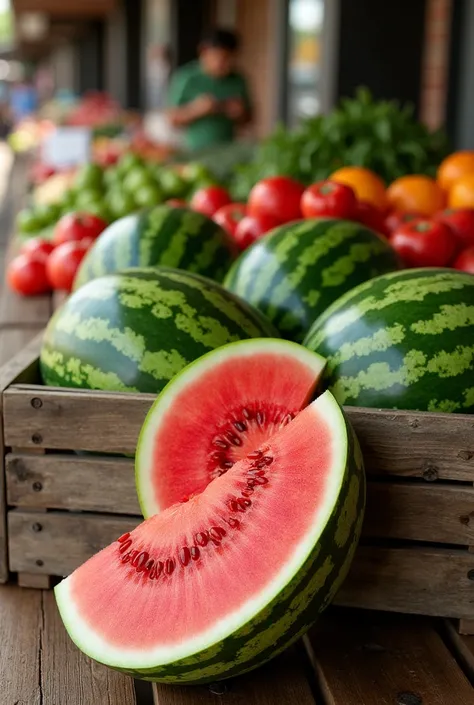 Create a photorealistic, high-definition image of an abundance of watermelons, emphasizing their natural textures and vibrant colors. The watermelons should have rich green rinds with subtle variations in tone, and some should be cut open to reveal their j...