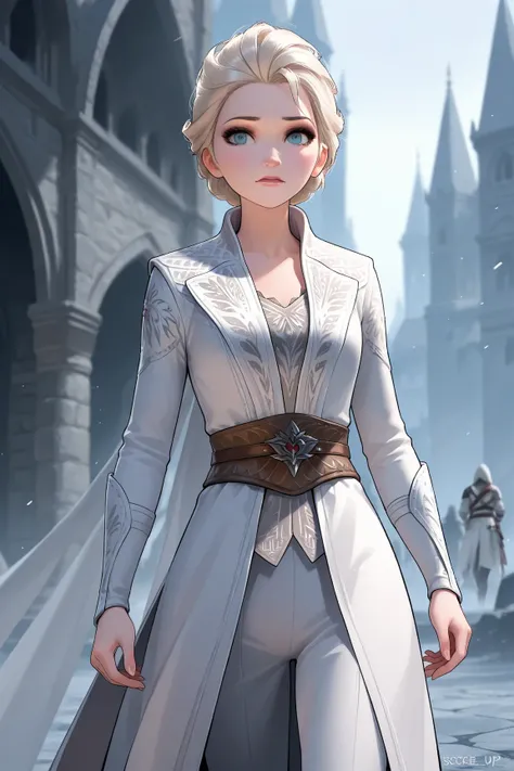 1girl, solo, elsa, assassin's white suit, assassin's creed 