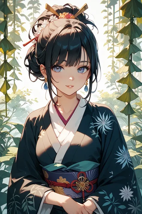 seaweed
Japan
Beautiful dark-haired older sister
I'm wearing a kimono

Please draw an illustration reminiscent of the above
I hope the touch of the illustration is friendly