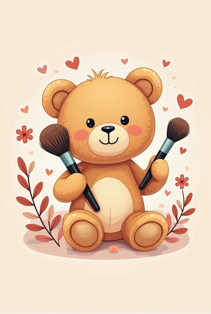 Draw me a logo about a store of teddy bears and makeup tools in the name of the maker of happiness 