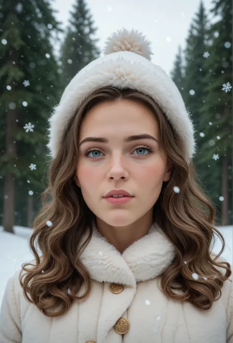 score_9, score_8_up, score_7_up, cinematic film still, beautiful woman, natural make up, winter outfit, blush, brown wavy hair, head tilt, hair blowing in the wind, arctic circle snow drift, snowing, snowflakes, cold, chill bumps, approaching perfection, d...