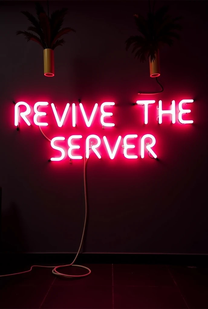 A sign written revive the neon server