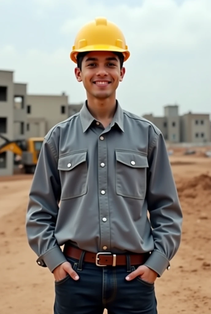 Scene 5: Ali as a successful engineer

Prompt: The boy, now grown up, wearing a formal engineer's uniform with a hard hat. He stands confidently at a construction site with buildings and machinery in the background. The scene reflects pride and achievement...