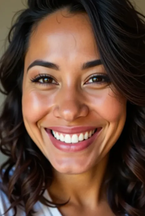 latin woman smilling, close up. 