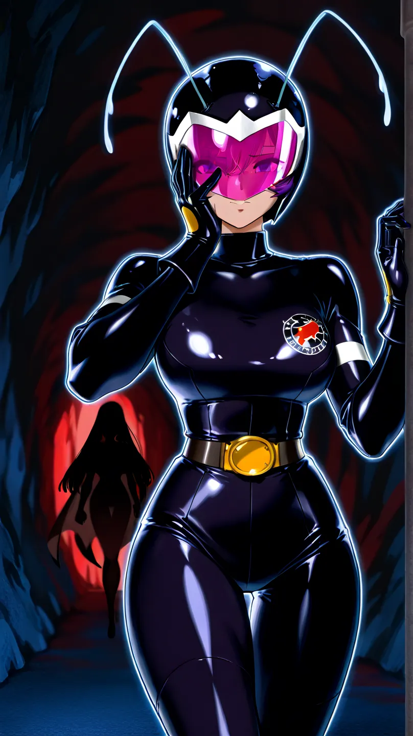 (Incredibly high resolution, masterpiece, top quality, highly detailed, CG, high quality anime drawings),(Many women in ant-inspired, superhero show villain costumes, legions of fighters),(The entire ensemble is dominated by a glossy black color scheme. Th...