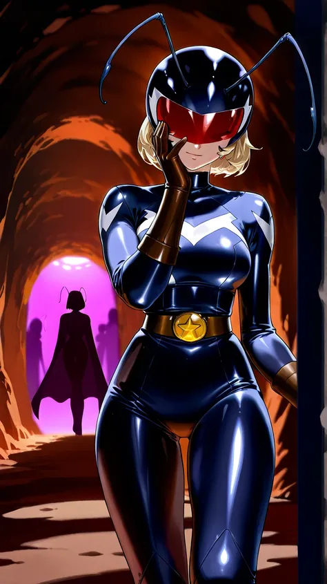 (Incredibly high resolution, masterpiece, top quality, highly detailed, CG, high quality anime drawings),(Many women in ant-inspired, superhero show villain costumes, legions of fighters),(The entire ensemble is dominated by a glossy black color scheme. Th...