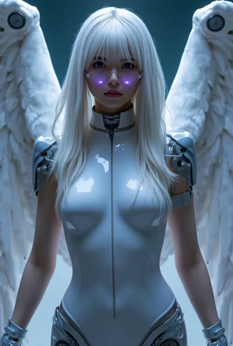 test case, Top Quality, ​masterpiece, 超High Resolution A, (Photorealcitic:1.4), Raw photo, Cyborg Angel, Large wings made of metal, White porcelain body, white haired, Shiny glossy skin, 1 Cyborg Girl, ((ultra-realistic detail)), port late, Global Illumina...