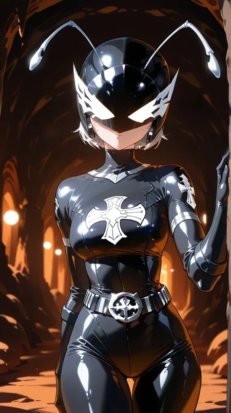 (incredibly high resolution, masterpiece, top quality, highly detailed, CG, high quality anime drawings), (lots of women wearing special effects-style villain costumes from a superhero show with an ant motif, legions of ant-themed fighters), (shiny black c...