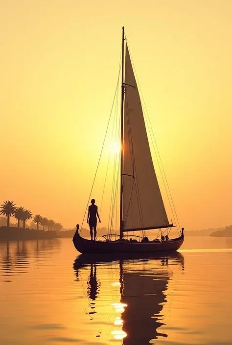 Sailing down on the Nile ancient Egypt silhouette