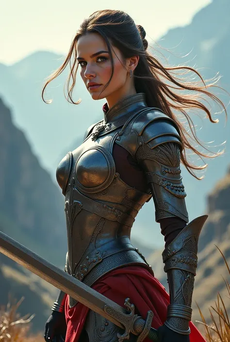 Beautiful Female warrior with a sword 