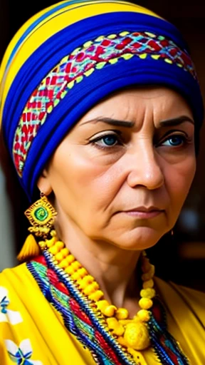  A Ukrainian woman focusing on her face 