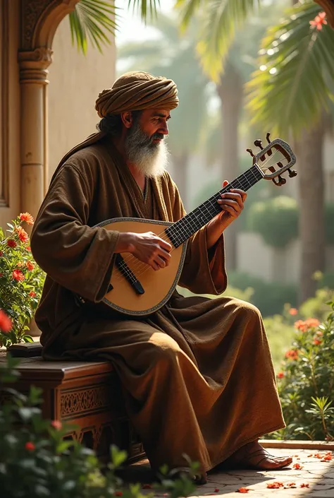 Moorish man play Oud instrument 