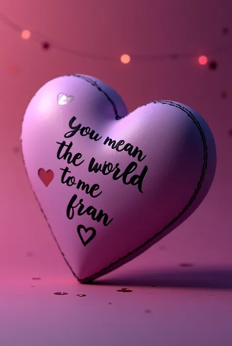 Video of a 3d purple Valentine's card with the words "you mean the world to me Fran"" and the signature "from meylin to Fran"