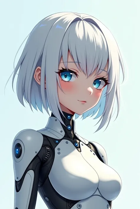 blond haired woman with white hair and blue eyes posing for a picture, beutiful white girl cyborg, cyborg - girl with silver hair, perfect android girl, cute cyborg girl, cyborg - girl, cyborg girl, perfect anime cyborg woman, beutiful girl cyborg, beautif...