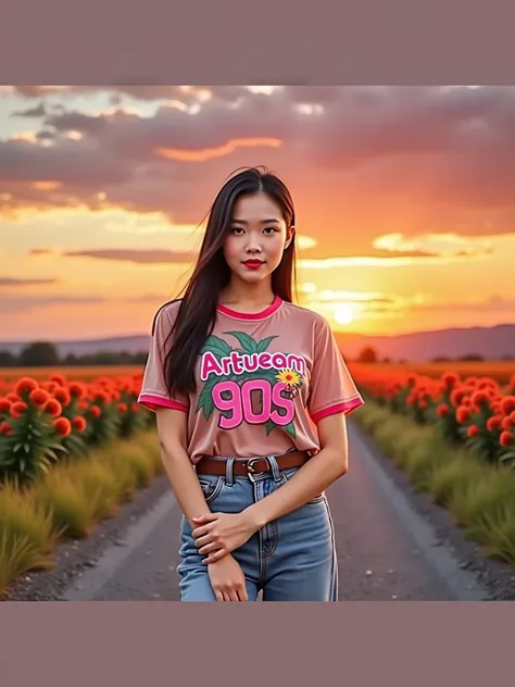  . 8k three-dimensional photo taken with high quality camera ,  Round-faced Asian girl  ,Tattoos,  A seductive smile,   sexy in various poses  ,   Exciting  , Outdoor on the mountain, Standing among the cannabis trees    ,  Transparent T-shirt in bright co...