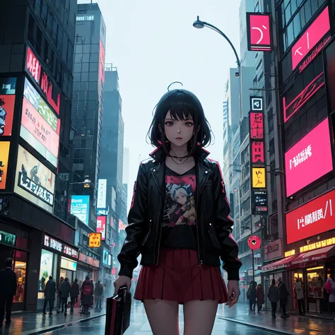 fille anime avec un livre dans la ville la nuit, Fille d'anime, art cyberpunk animé, cyberpunk anime girl, anime cyberpunk, Digital Cyberpunk - Anime Art, Fille Cyberpunk Anime féminine, digital art d&#39;anime cyberpunk, art d&#39;anime cyberpunk, fond d'...