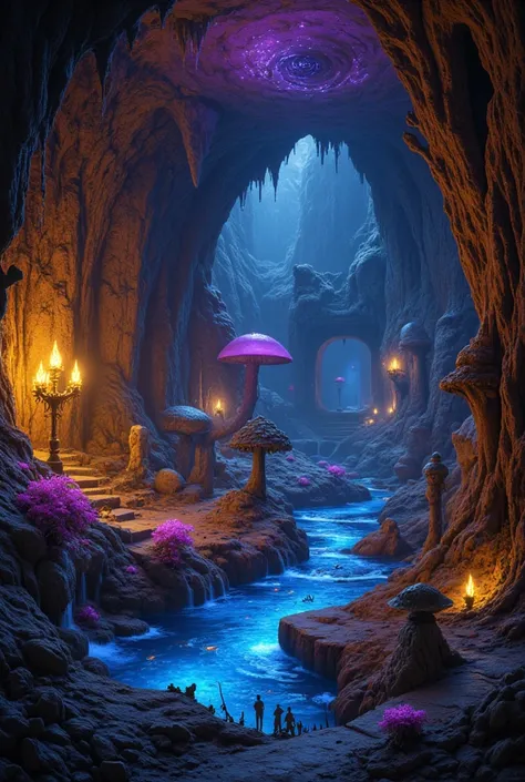 The underground world is a mysterious and magical place filled with glowing mushrooms, crystals, and ancient ruins. The atmosphere is one of mystery and adventure.

The walls of the caves are covered with shimmering crystals and bioluminescent fungi that c...