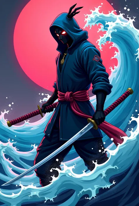   Cartoon style image of a man with a sword in his hand ,  Art concept inspired by Yasuo Kuniyoshi ,  are trending in artstation,  Furry Art ,  Fighter Style ,  computer game character Katana Zero, Ninja with Katana Sword of the Water Wave , Neon Samurai, ...