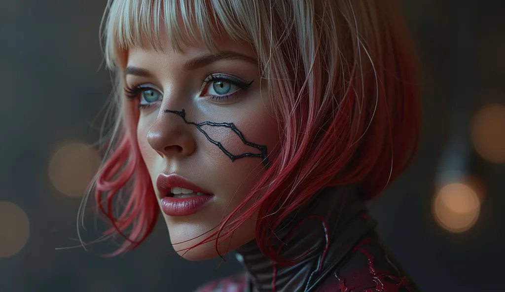 (ultra real), (figure), (High resolution), (8K), (very detailed), (Best figure), (detailed and beautiful eyes), (highest quality), (Super detailed), (masterpiece), (wallpaper), (detailed face), Generate a highly realistic image of venom-girl, NSFW, half gr...