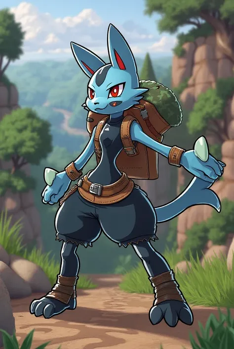 lucario wearing adventuring gear In 2d