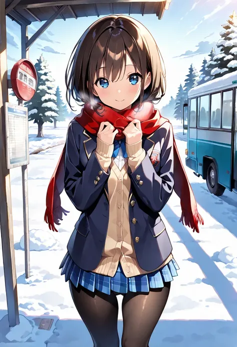 ((masterpiece, best quality, ultra detailed, high resolution, beautiful detailed face, beautiful detailed eyes, perfect hands)), (1 girl, solo), (Bright, beautiful cobalt blue eyes), (school uniform, winter uniform), (blazer, cardigan, mini skirt, panties ...