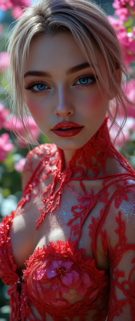 Realistic ((Photorealistic realism)), Hyper high resolution, ((Hyper insanel quality, epice masterciece, intricately detailed digital art)),((focus on extremely Realistic Proportion Body:1.3),"Portrait of {a woman with blue eyes, wearing a dress, standing ...
