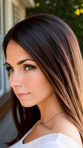  A Canadian woman focusing on her face 