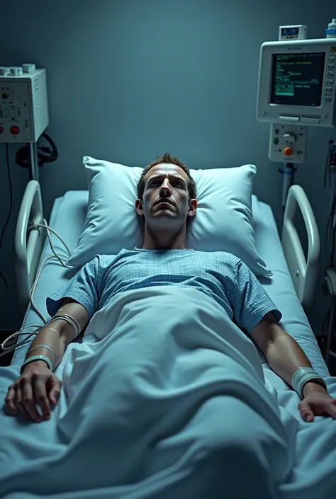 A picture of Mark Zuckerberg in hospital bed 