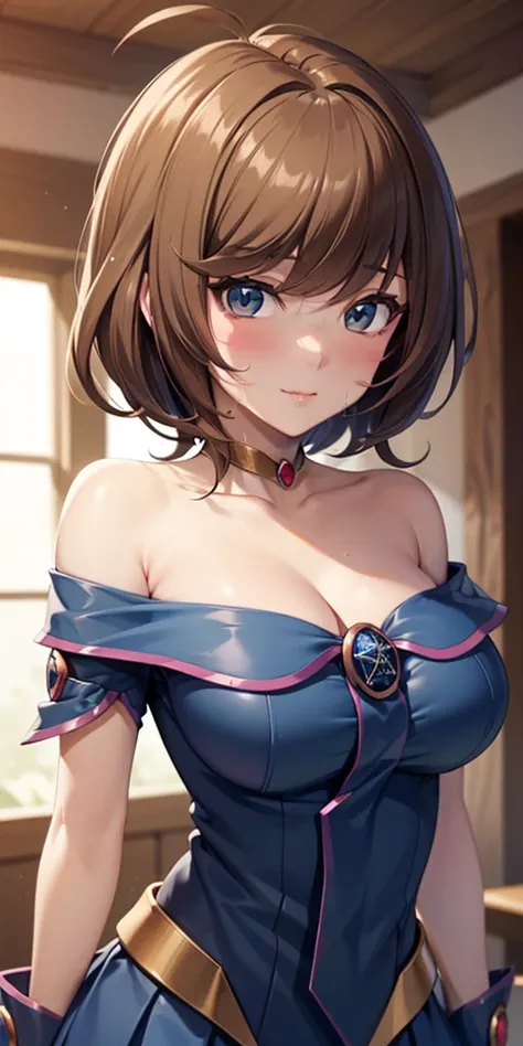  1 female, high definition, High resolution ,  ultra-realistic  ,8K,  masterpiece,  the best quality,  very aesthetic,  ultra detailed,  intricate details, 4k,  Anime style,hmza ,  short ass hair,  hair antenna,  brown eyes, 1 girl, Alone , blush stickers,...