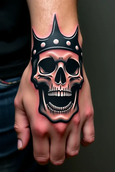 Rocker skull tattoo on the hand