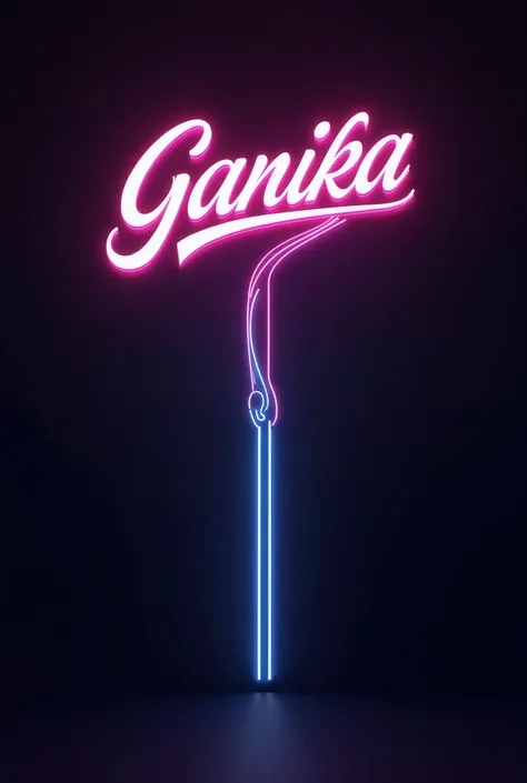 A Lightstick with the name inside, Ganika with a long stick down