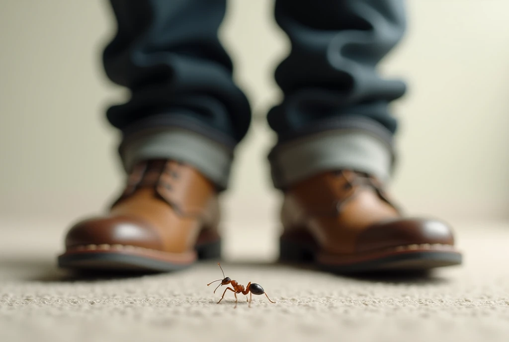 An ant stands next to a person