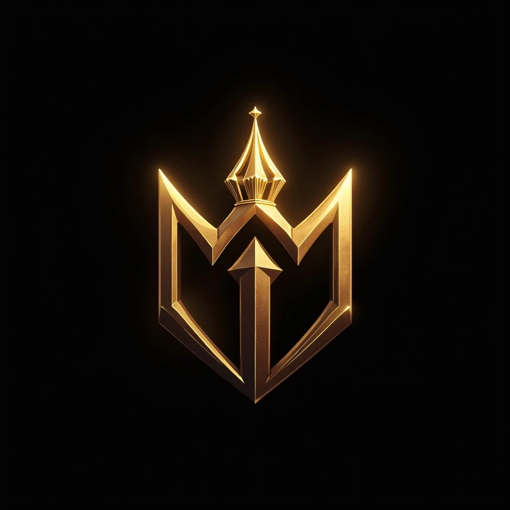 create a gold-colored logo with an attractive and cool concept , with the words BM written on it with a crown symbol and it has a futuristic black background and the concept of kingdom