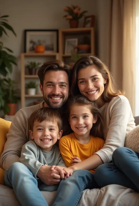 Picture of a happy, homely family 
