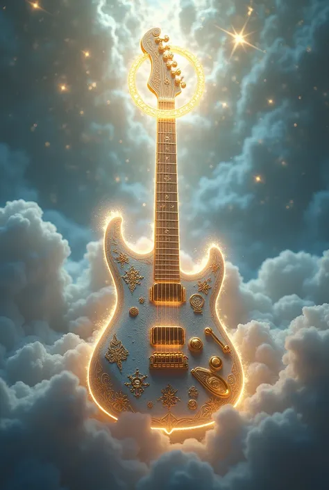 Guitar with an angelic ring on the handle