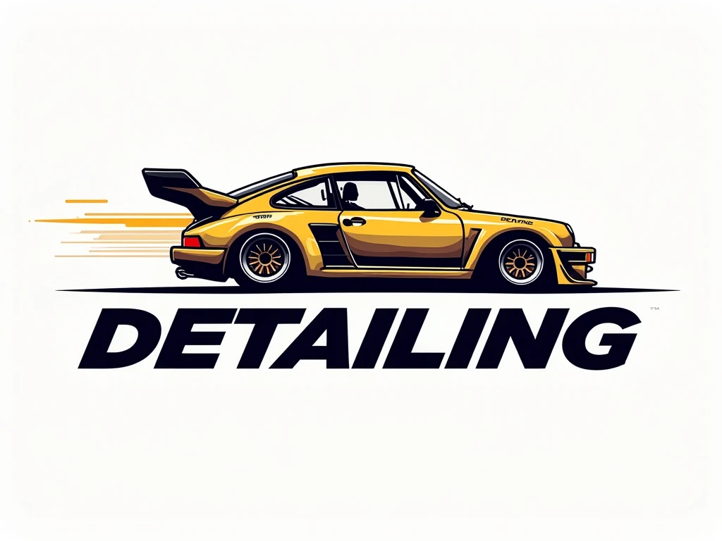 Generate a logo to make business cards with TF Detailing marked and under it a Renault 5 Turbo with a few colors marked TF Detailing 