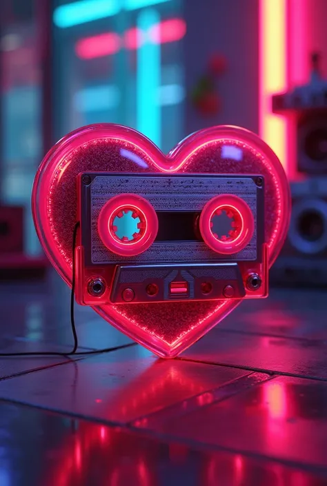 Can you make me a heart-shaped cassette inspired by the 80s