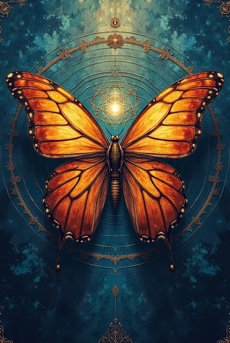 A mandala based on a butterfly and something that represents a labyrinth
