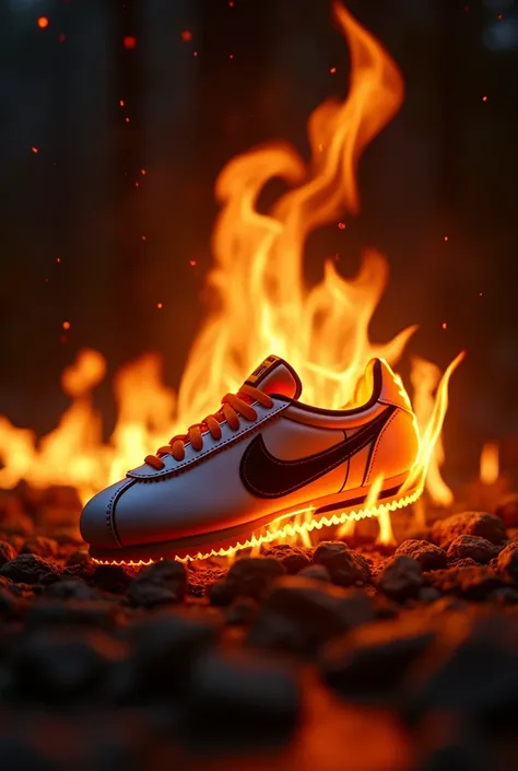 Nike Cortez YouTube miniature in flames