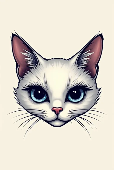 Logo with only head cat with eyes with long lashes and has nails from diamonds