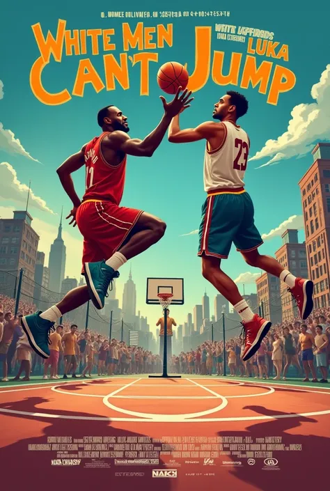  create me a movie poster of White Man Can't Jump. But with LeBron James and Luka Doncic 