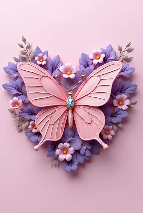 « Coumbiss» en  typography  rose élégante avec un papillon métallique et des fleurs avec une couronne sur le dessus avec un beau diamant, small metallic pink and lavender hearts on the sides, photo, 3D rendering,  typography , vibrant